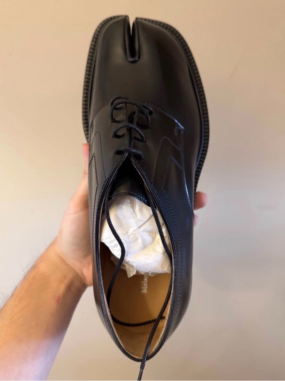 Maison Martin Margiela Black Split-Toe Lace-Up Derby